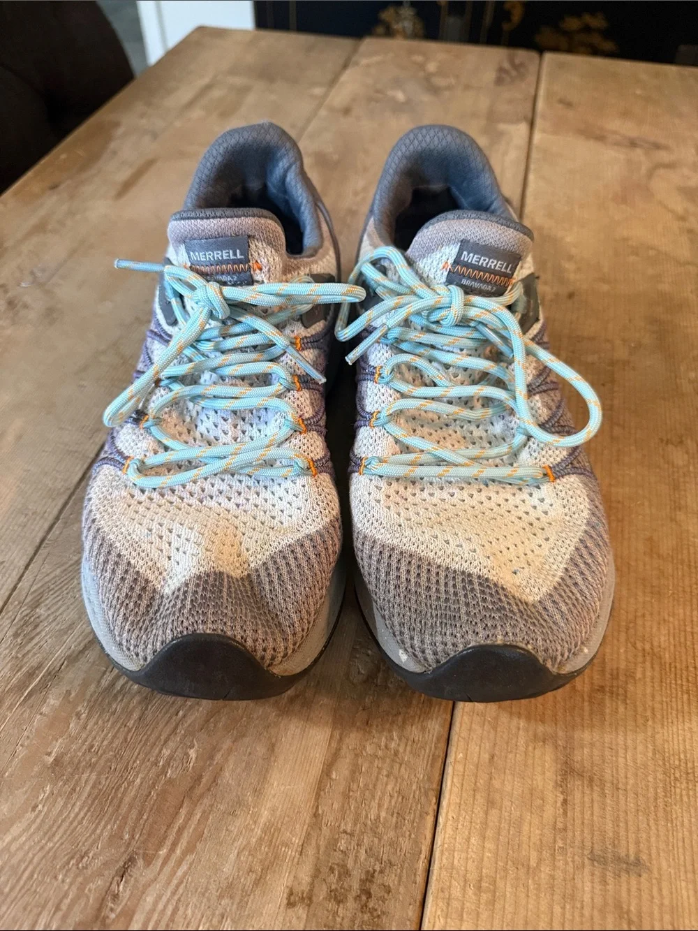 Merrell Women's Gray Sneakers with Light Teal Laces